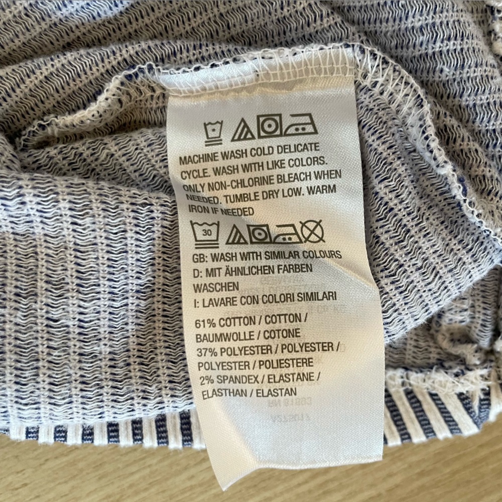 Isaac Mizrahi Navy and White Striped V-Neck Seersucker Dress - Picture 4 of 10